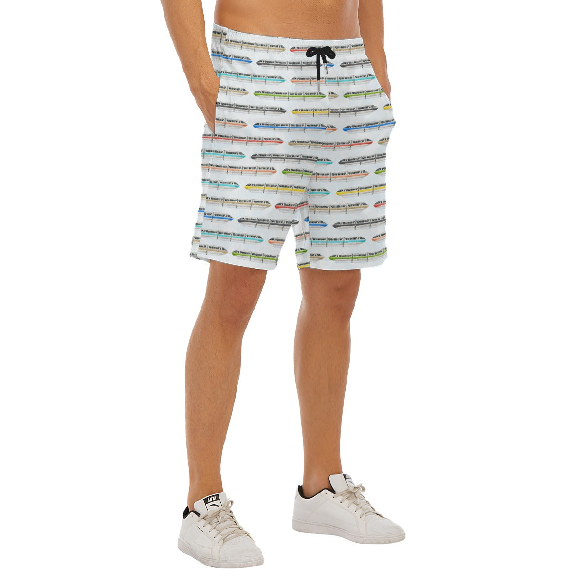 Monorail Rainbow Express - Men’s Pocket Beach Shorts