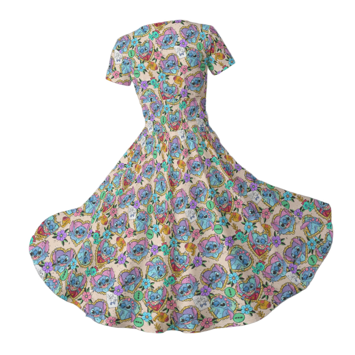 Tattoo Hearts Island Mischief - Women's V-Neck Ruched Midi Dress