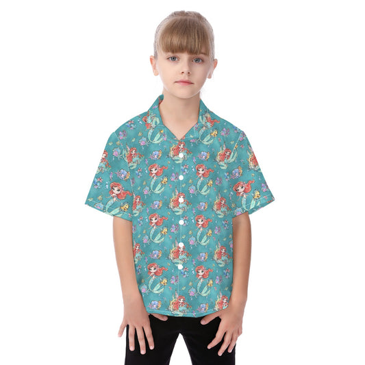 Whimsical Ocean Princess - Kid's Hawaiian Button Up Shirt