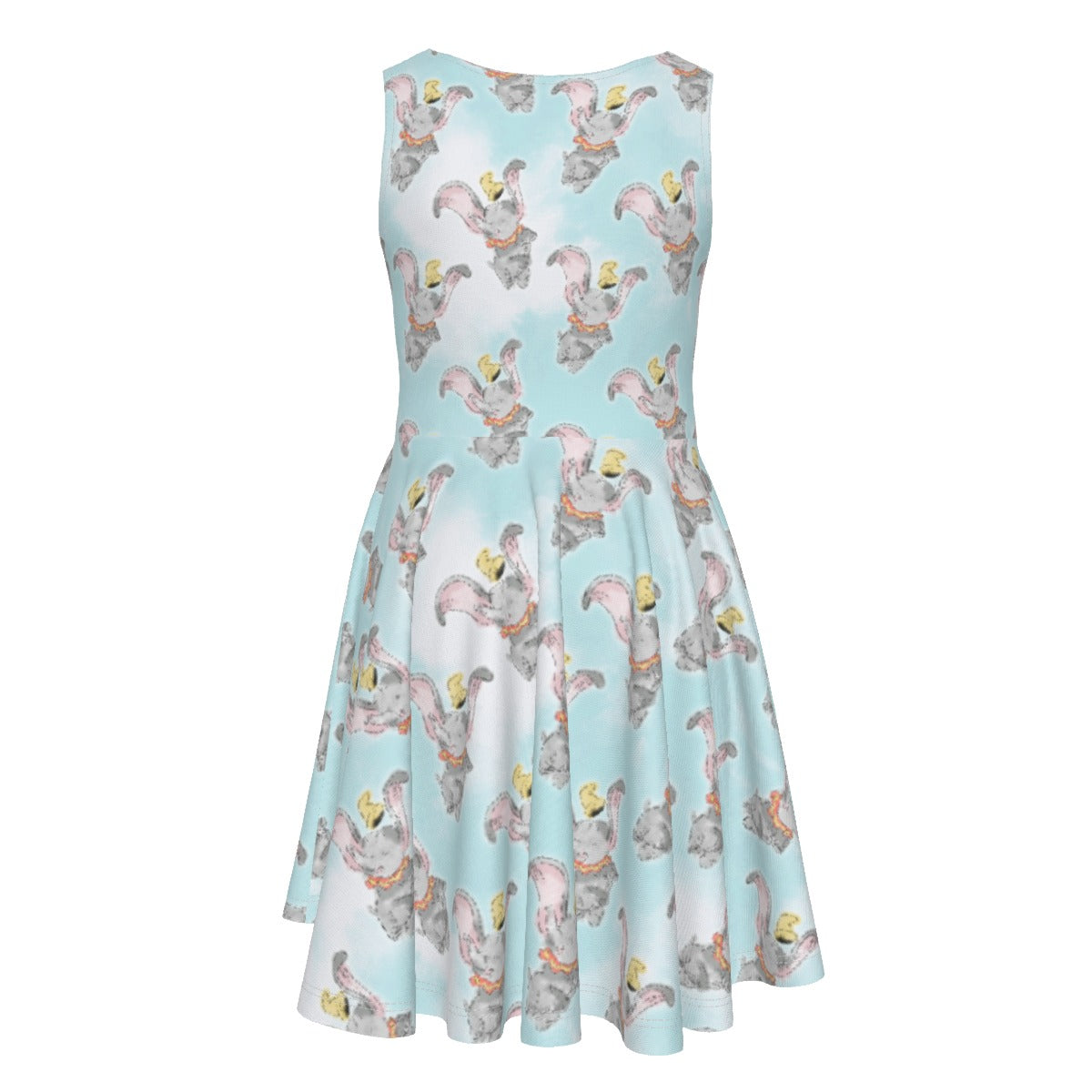Sketch of Flying Elephant- Kid's Sleeveless Skater Dress