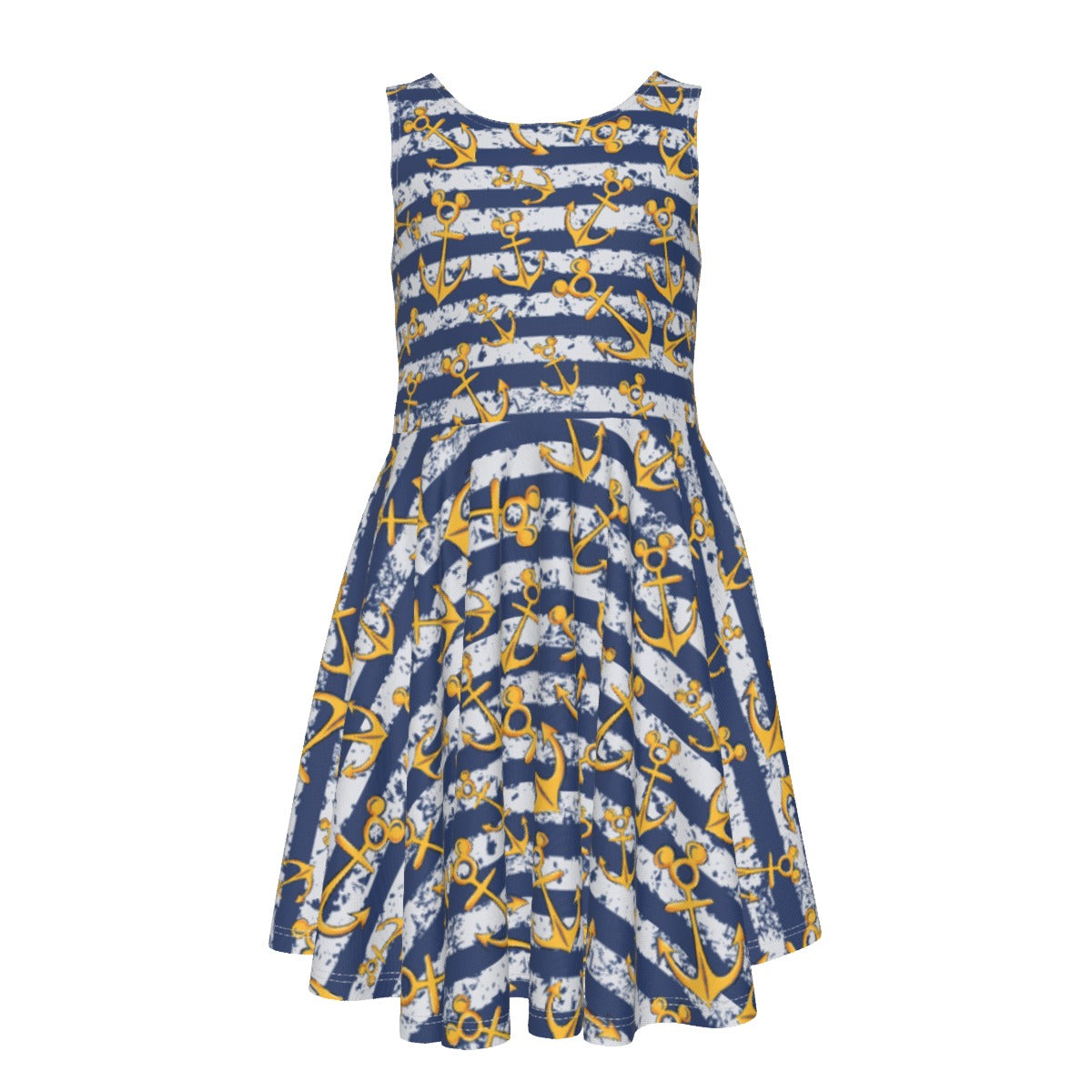 Nautical Mouse Ear Anchors - Kid's Sleeveless Skater Dress
