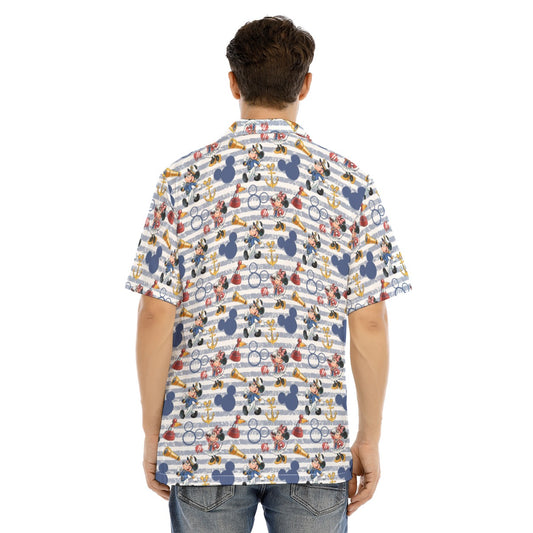 Captain and First Mate at Sea - Men's Hawaiian Button Up Shirt
