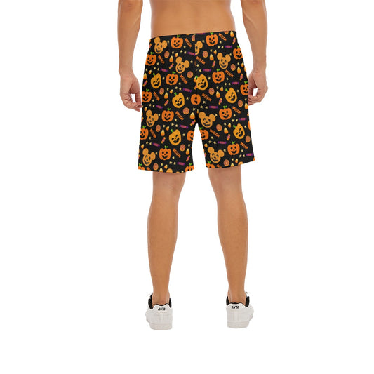 Cheerful Pumpkin Mouse Halloween - Men’s Pocket Beach Shorts