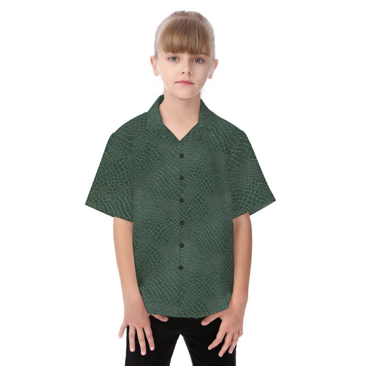 Animal Print - Alligator - Kid's Hawaiian Button Up Shirt