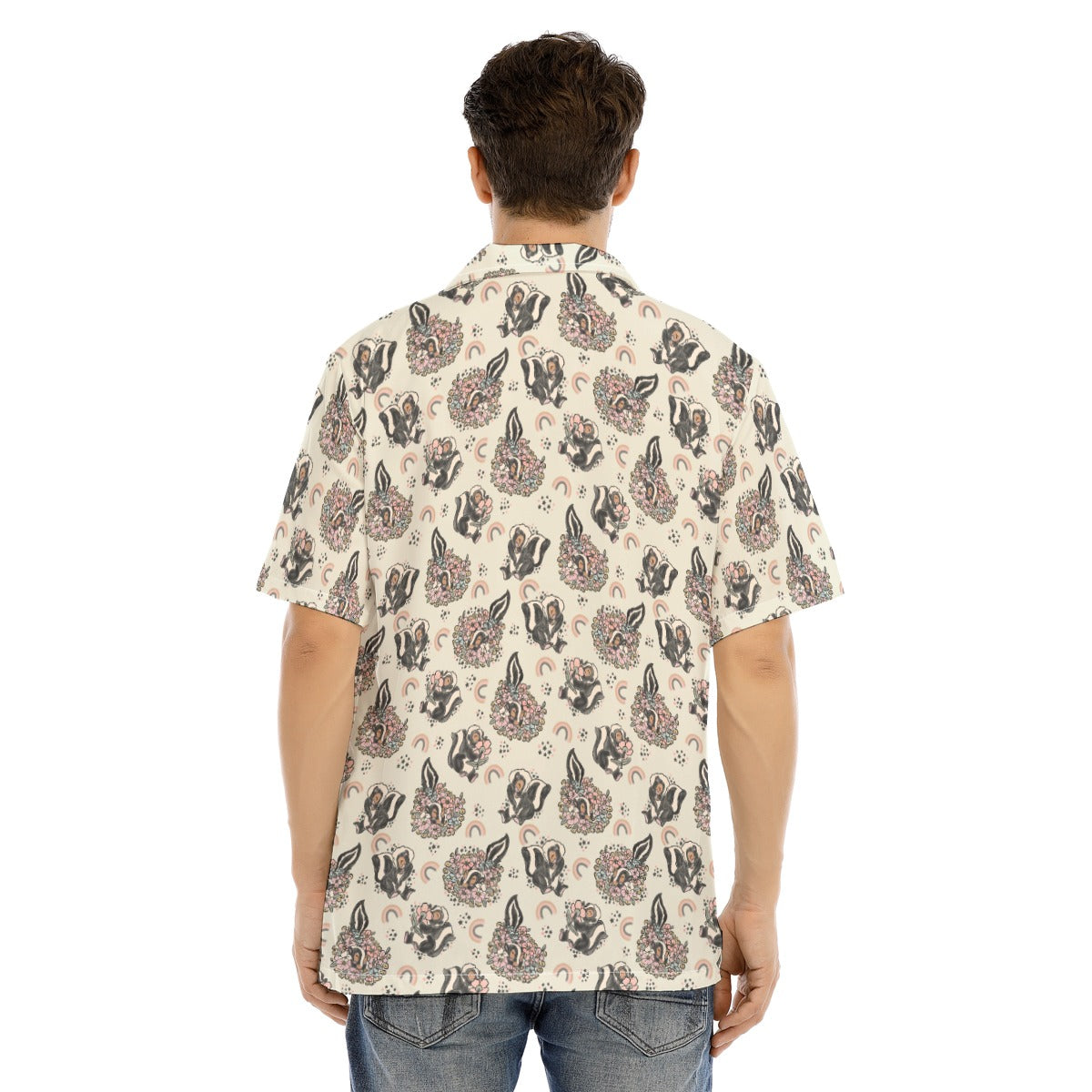 Bashful Blooming Skunk - Men's Hawaiian Button Up Shirt
