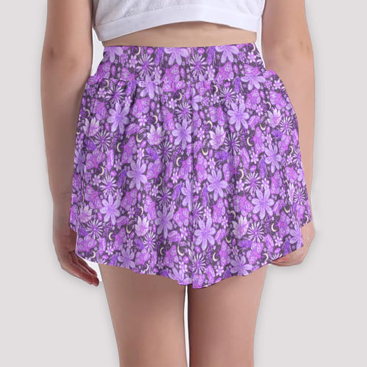 Purple Crystal Moths - Girls’ Flowy Pocket Shorts