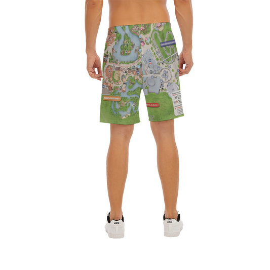 Vibrant Fantasy Park Map - Men’s Pocket Beach Shorts