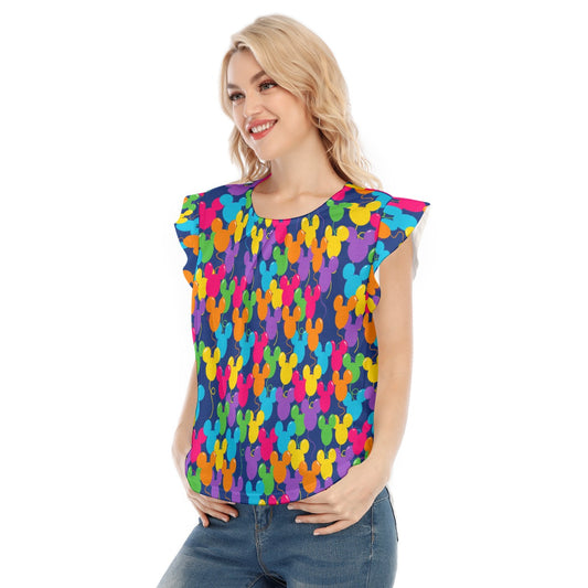 Bright Mouse Ear Balloons - Women’s Flutter Sleeve Top