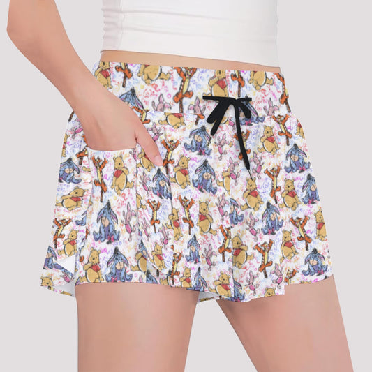 Beloved Forest Friends Sketch Autographs - Girls’ Flowy Pocket Shorts