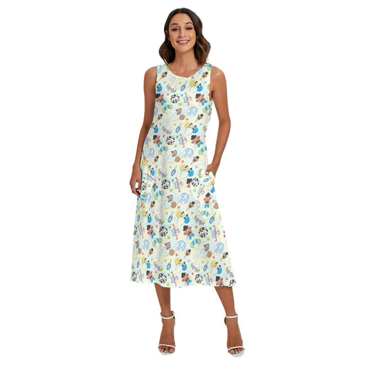 Playful Toy Style Icons - Women’s Diagonal Pocket Midi Dress