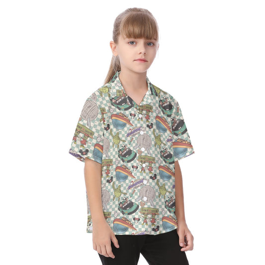 Hand Drawn EC - Kid's Hawaiian Button Up Shirt