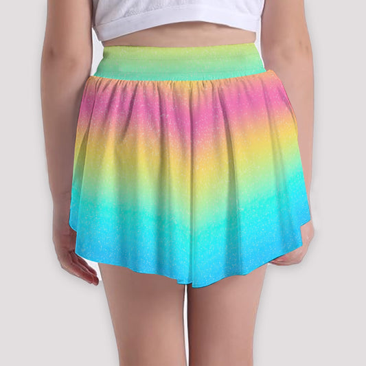 Rainbow Ombre - Girls’ Flowy Pocket Shorts