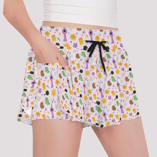 Long Hair Princess Icons - Girls’ Flowy Pocket Shorts