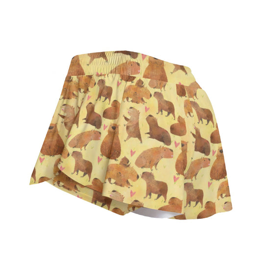 Capybara Love - Women's Flowy Pocket Shorts