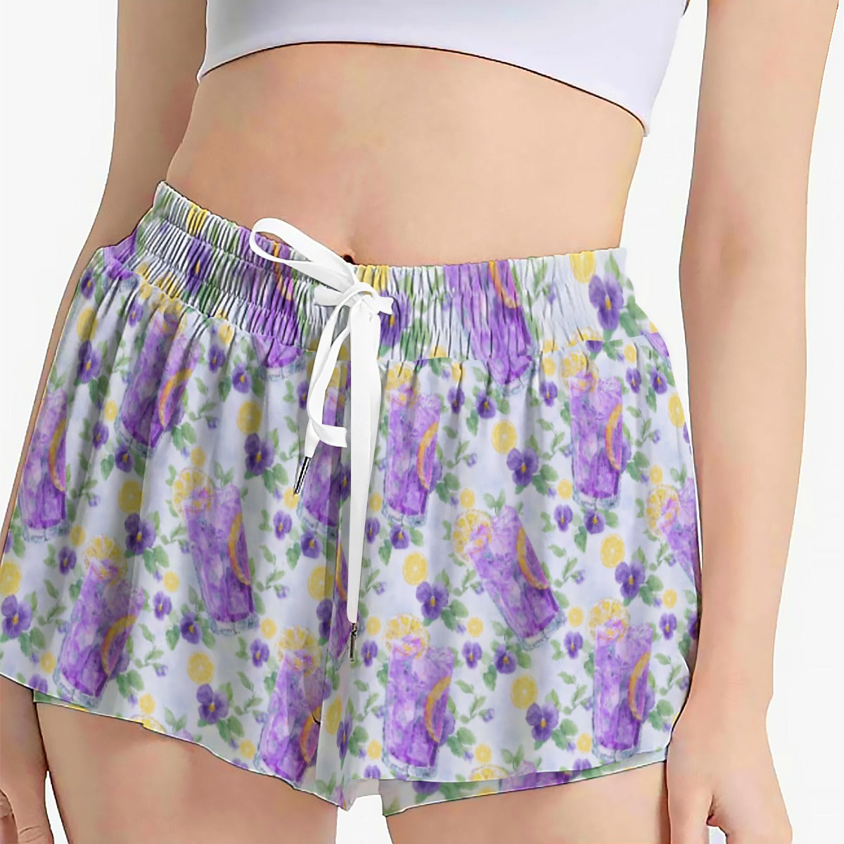 Zest Of The Fest Violet Lemonade - Women's Flowy Pocket Shorts