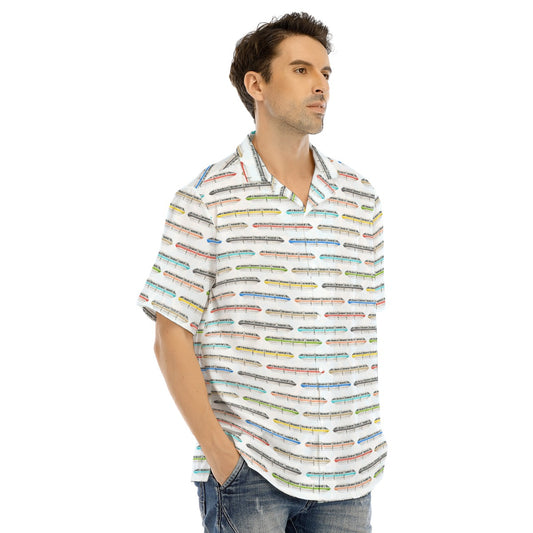 Monorail Rainbow Express - Men's Hawaiian Button Up Shirt