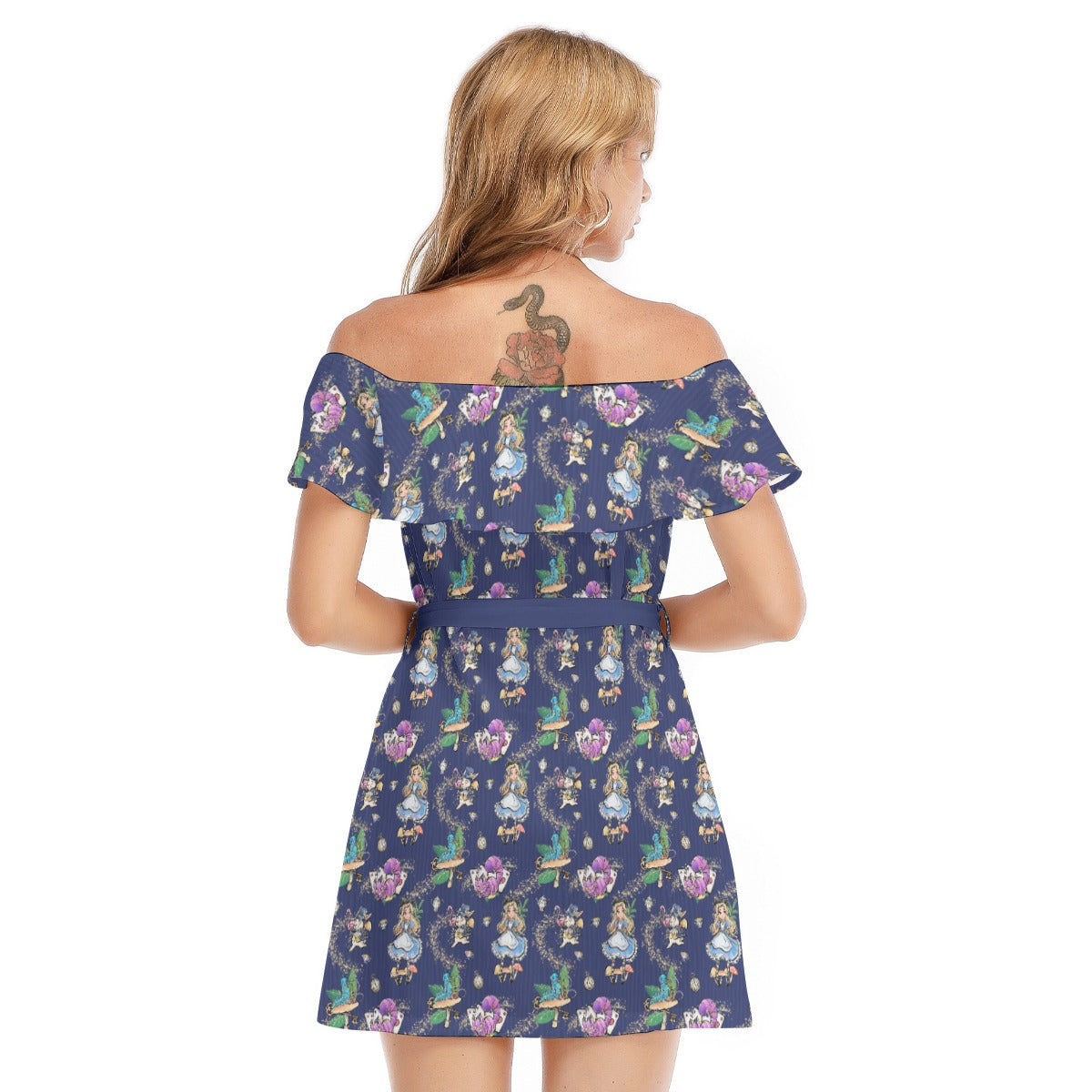Whimsical Enchanted Forest - Women's Off-shoulder Ruffle Dress