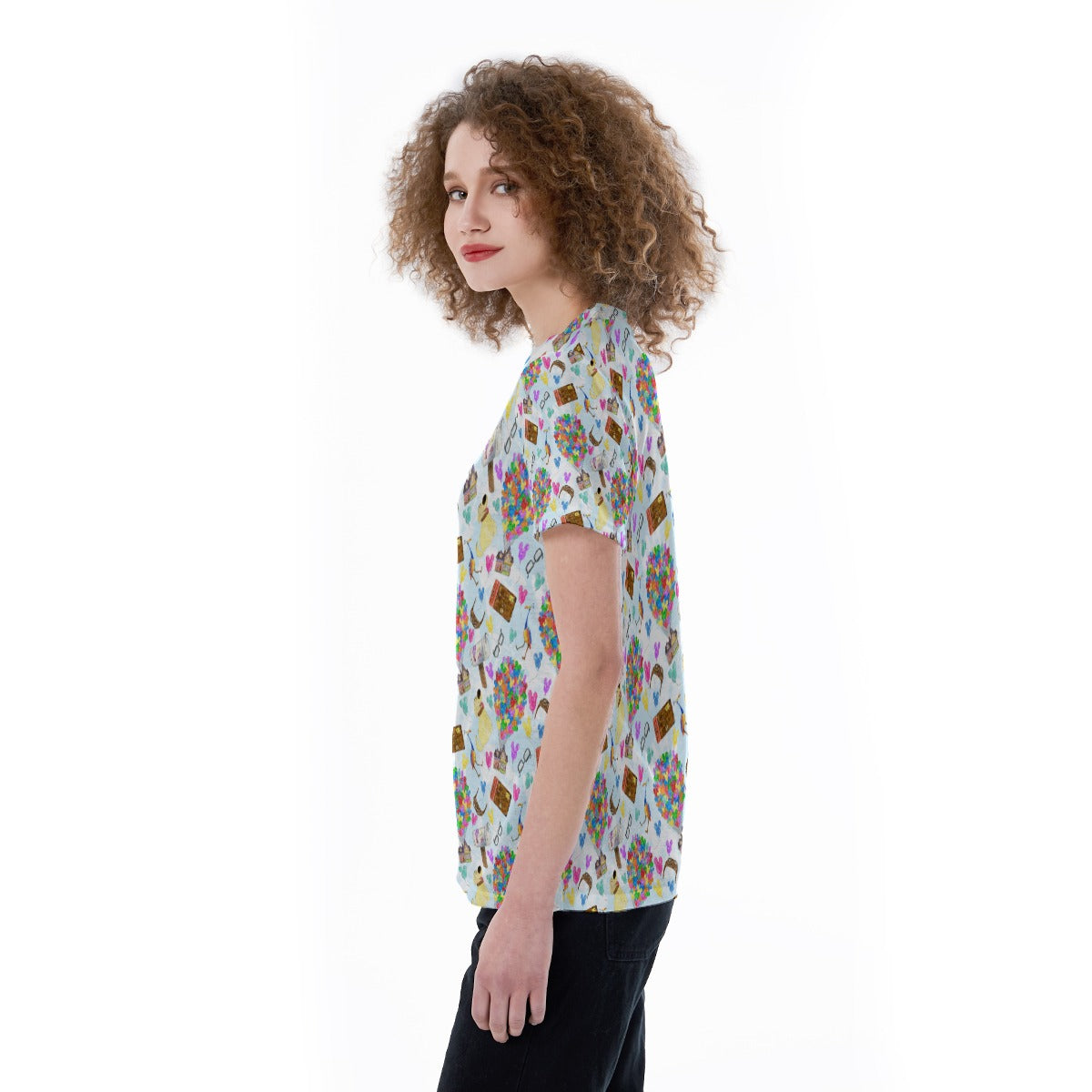 Up Adventure Icons - Women's Short Sleeve V-Neck T-Shirt
