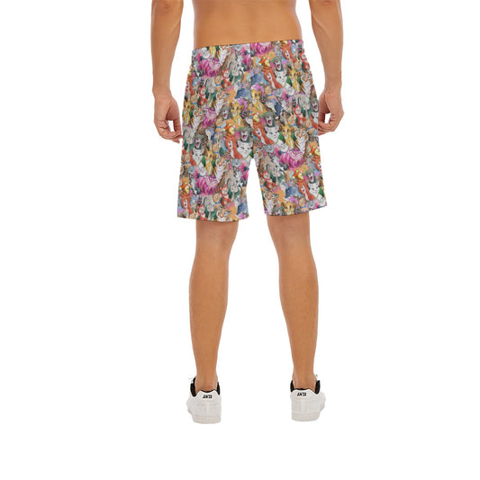 Whimsical Storybook Cats - Men’s Pocket Beach Shorts