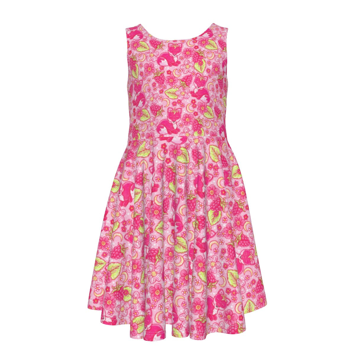 Fruitimals - Raspberry Foxes - Kid's Sleeveless Skater Dress