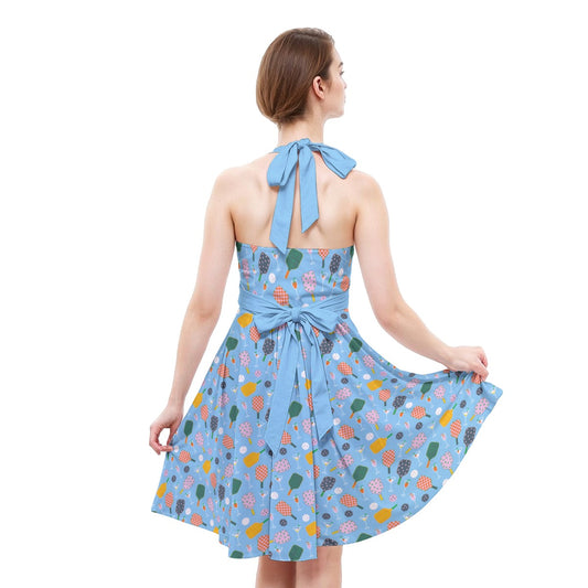Pickleball and Cocktails - Women's Halter Vintage Pocket Dress