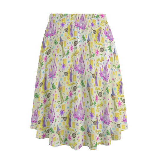 Watercolor Golden Hair Kingdom - Women’s Pocket Midi Skirt