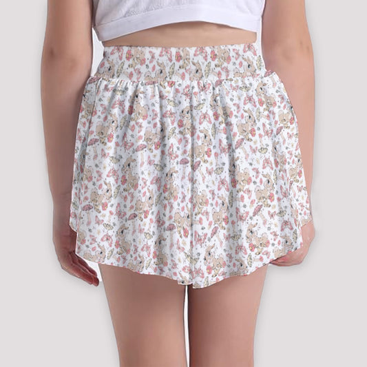 Woodland Bunny Cottagecore - Girls’ Flowy Pocket Shorts