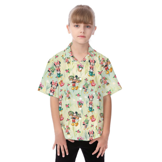 Garden Mouse Helpers at Work - Kid's Hawaiian Button Up Shirt