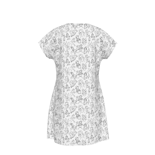 Monochrome Royal Silhouettes - Women's T-Shirt Dress