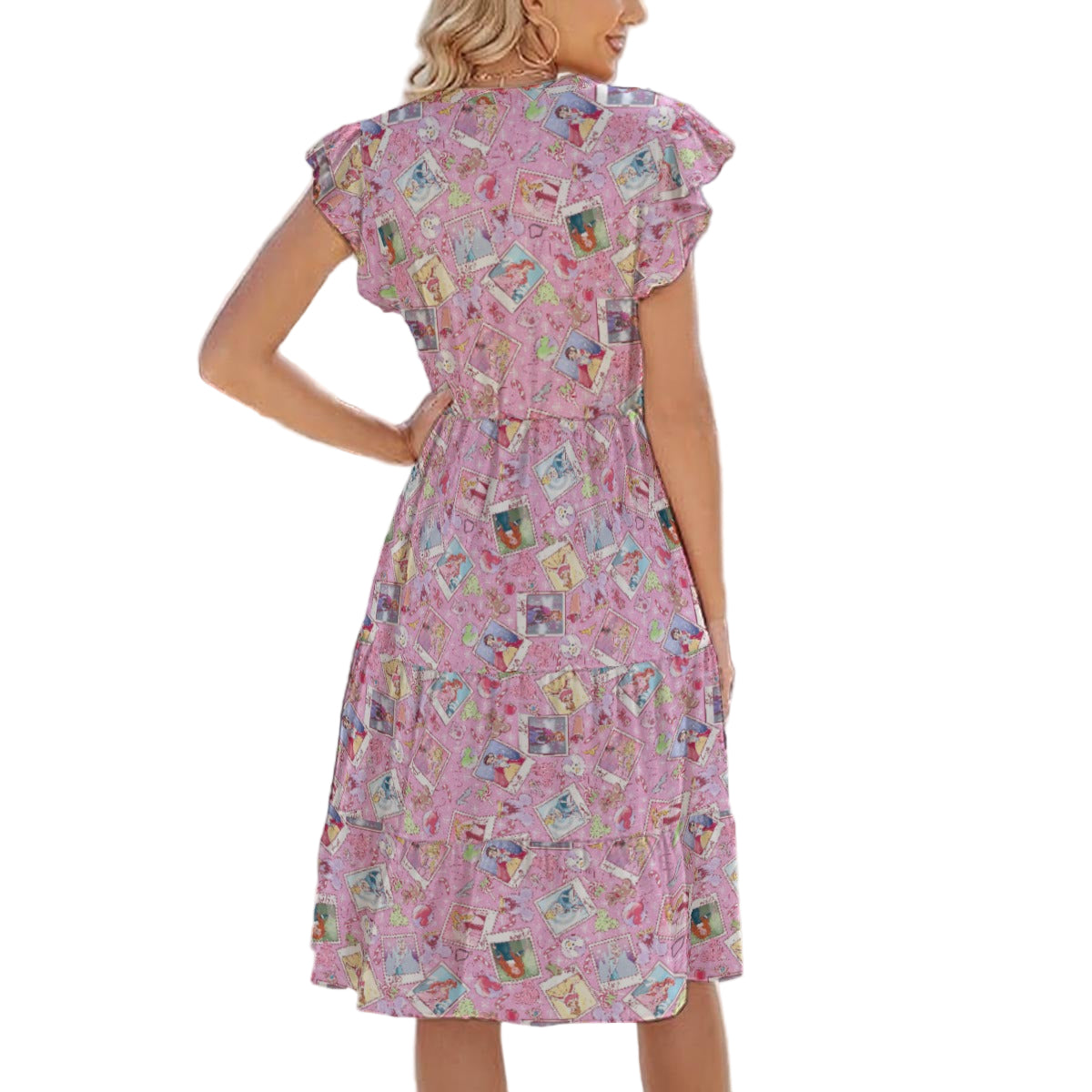 Holiday Winter Princess Christmas Snapshots - Women's Tiered Pocket Midi Dress