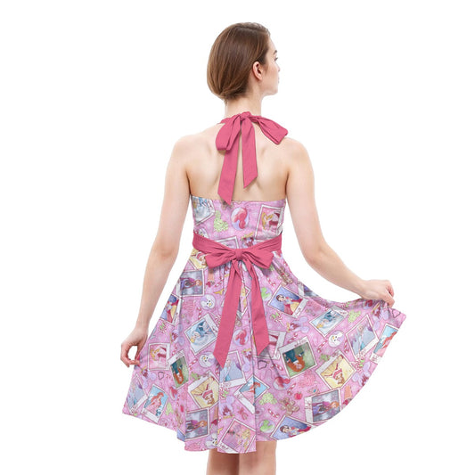Holiday Winter Princess Christmas Snapshots - Women's Halter Vintage Pocket Dress