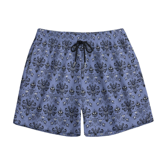 Spooky Mansion Wallpaper - Women's Plush Fleece Lounge Shorts