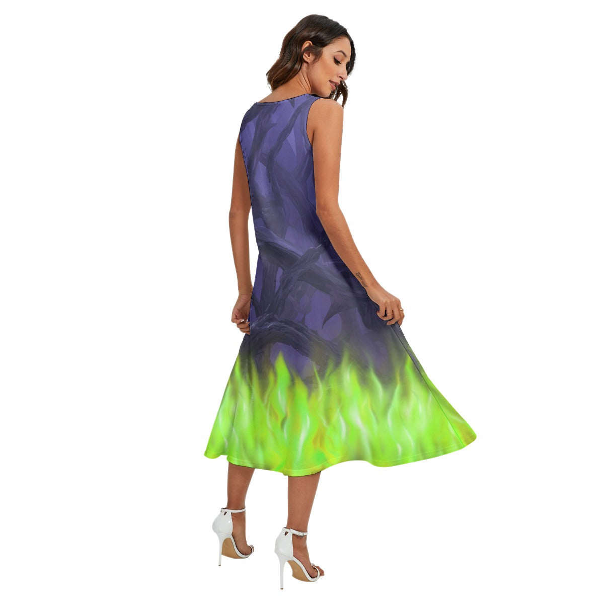 Enchanted Thorn Forest - Women’s Diagonal Pocket Midi Dress