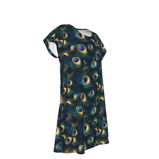 Animal Print - Peacock - Women's T-Shirt Dress