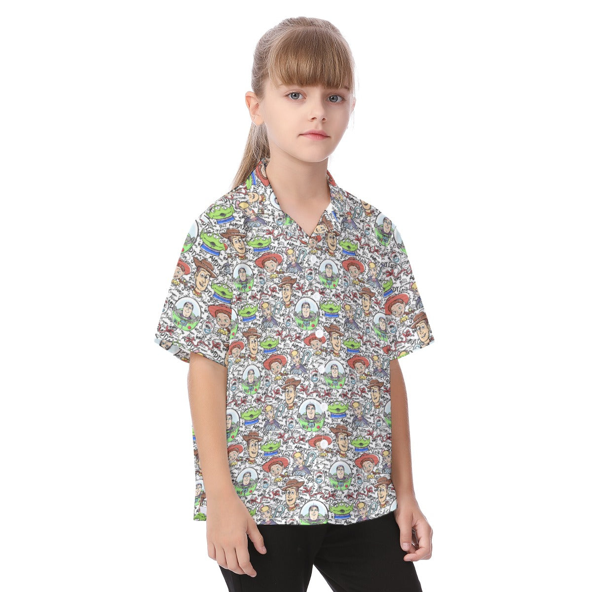 Sketch Autographs of Animated Toy Friends - Kid's Hawaiian Button Up Shirt