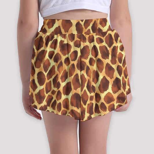 Animal Print - Giraffe - Girls’ Flowy Pocket Shorts