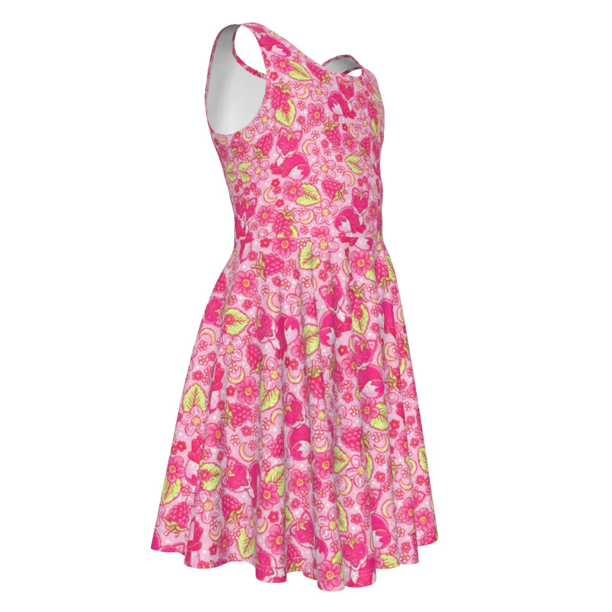 Fruitimals - Raspberry Foxes - Kid's Sleeveless Skater Dress