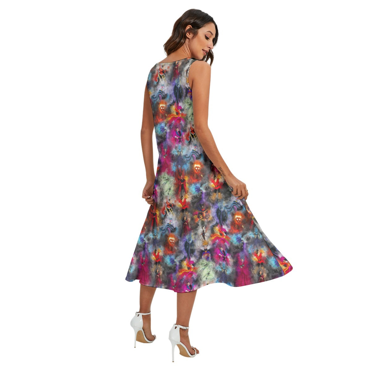 Watercolor Wicked Villains - Women’s Diagonal Pocket Midi Dress