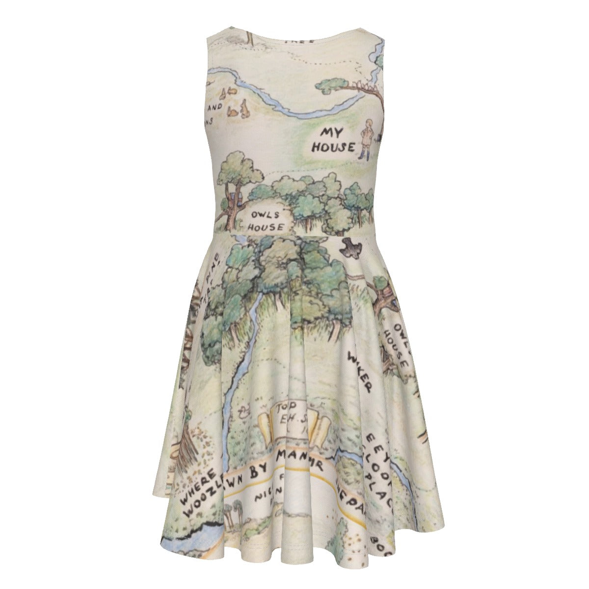 Hundred Acre Map- Kid's Sleeveless Skater Dress
