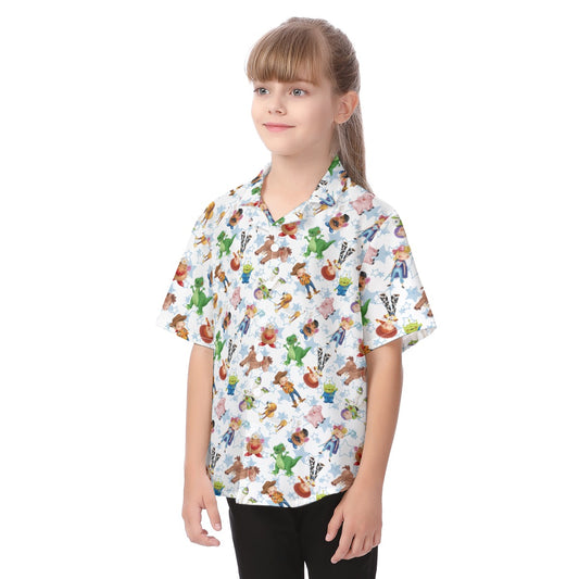 Playful Toy Friends - Kid's Hawaiian Button Up Shirt