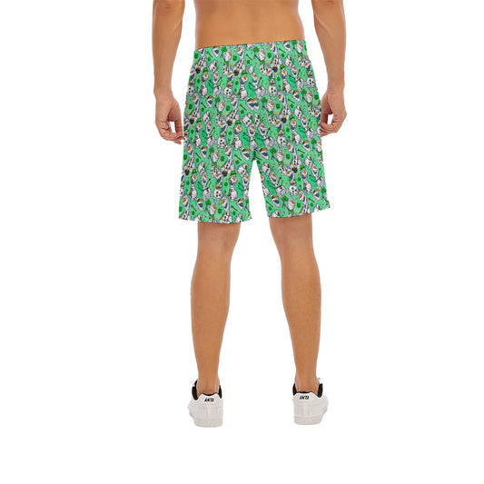 Sketched Snowman St. Patrick’s Day - Men’s Pocket Beach Shorts