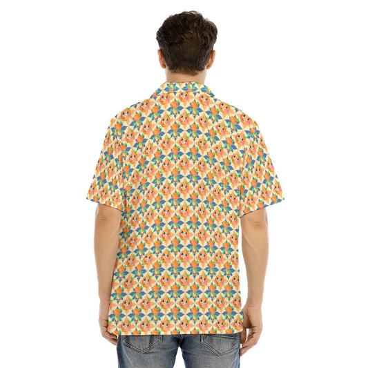 Retro Citrus Play - Men's Hawaiian Button Up Shirt
