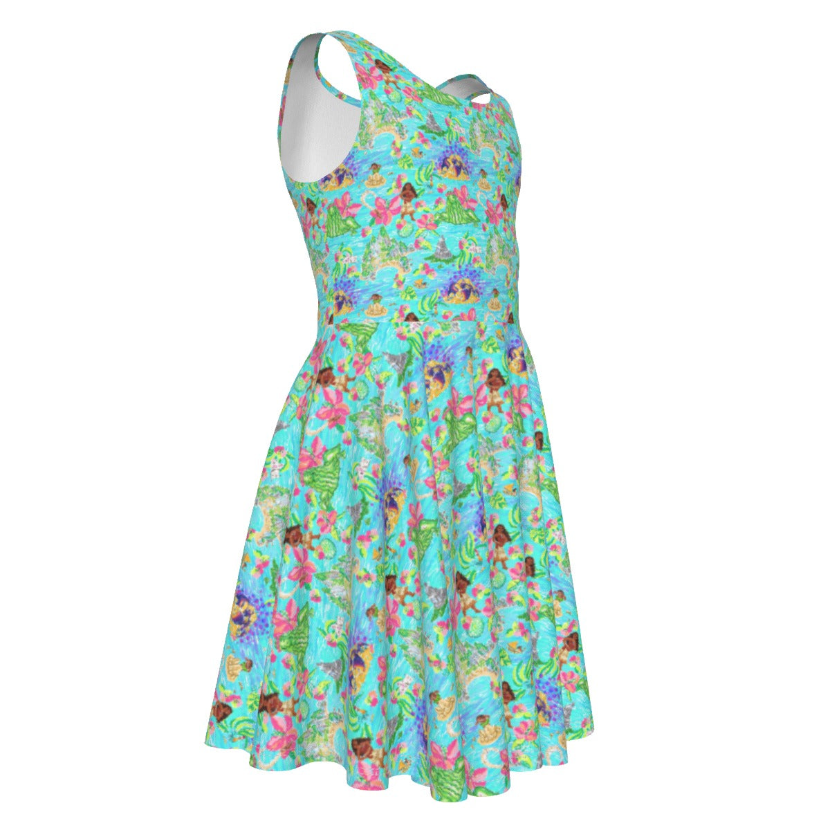 Tropical Island Paradise - Kid's Sleeveless Skater Dress