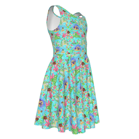 Tropical Island Paradise - Kid's Sleeveless Skater Dress