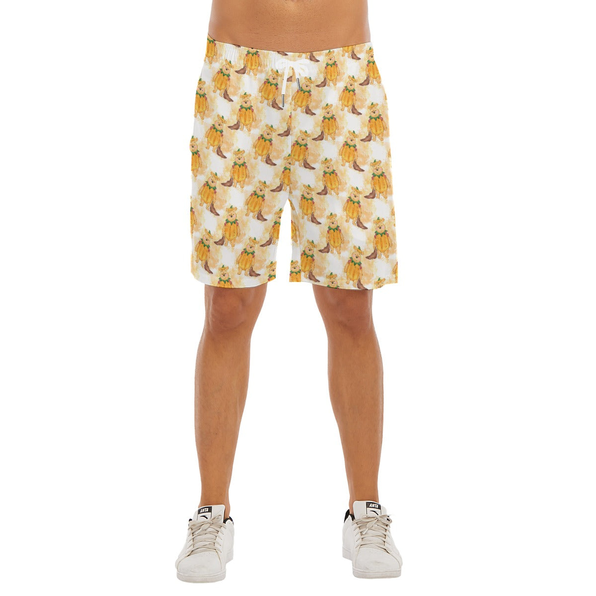 Pumpkin Bear Mischief - Men’s Pocket Beach Shorts