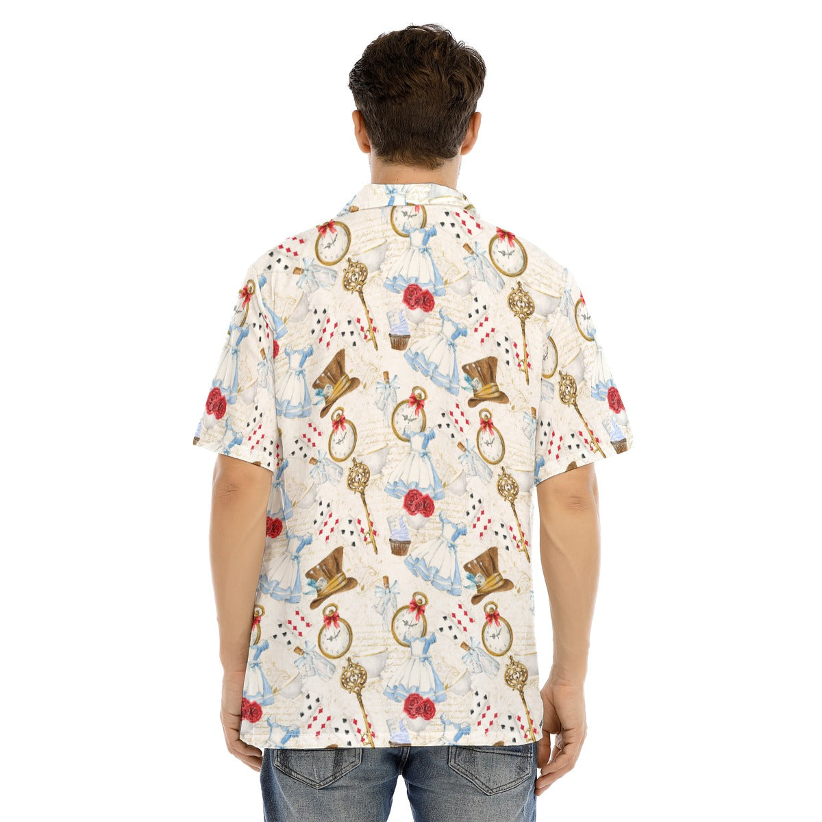 Curious Wonderland Icons - Men's Hawaiian Button Up Shirt