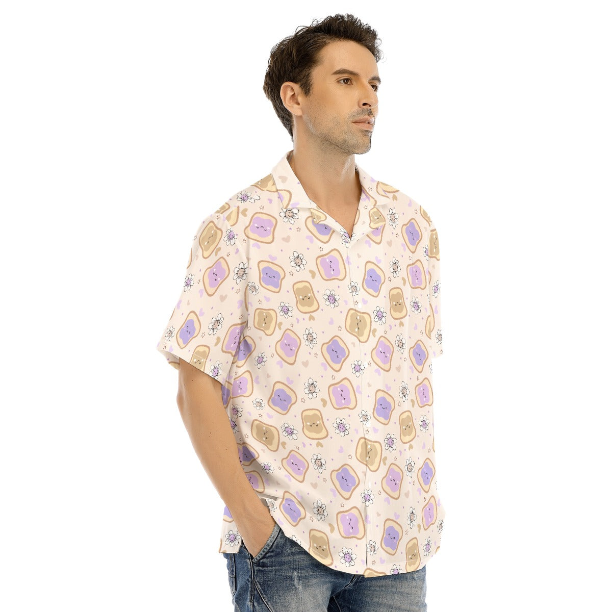 Kawaii Peanut Butter and Jelly Sandwiches - Men's Hawaiian Button Up Shirt