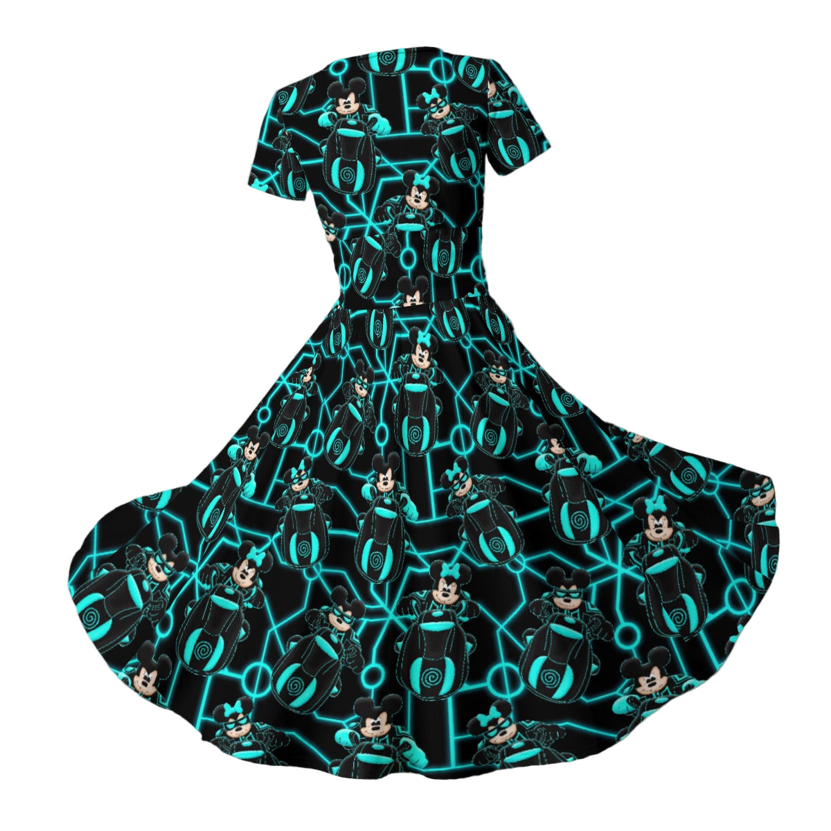 Electric Neon Grid Adventure - Women's V-Neck Ruched Midi Dress