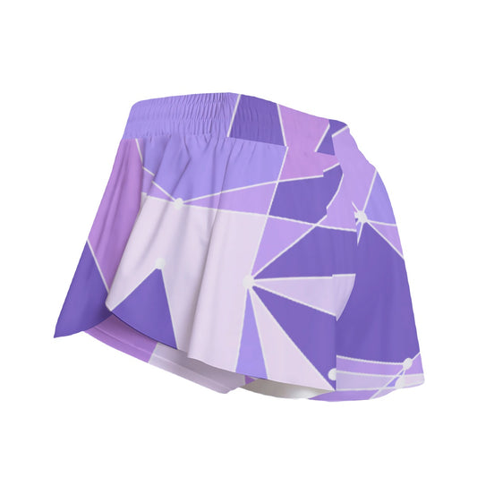 Geometric Purple Wall - Women's Flowy Pocket Shorts