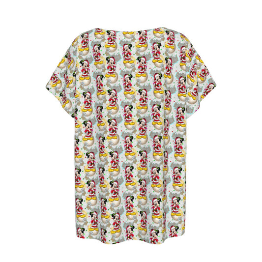 Santa Mouse Celebration - Women’s Relaxed Fit Scoop Tee